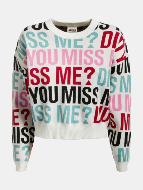 Pull Blanc Imprimé All-over Guess