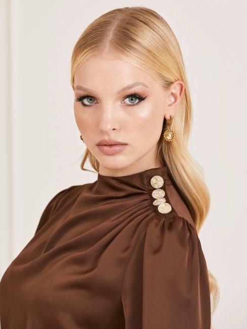 Robe De Chambre Guess En Satin Marciano Marron