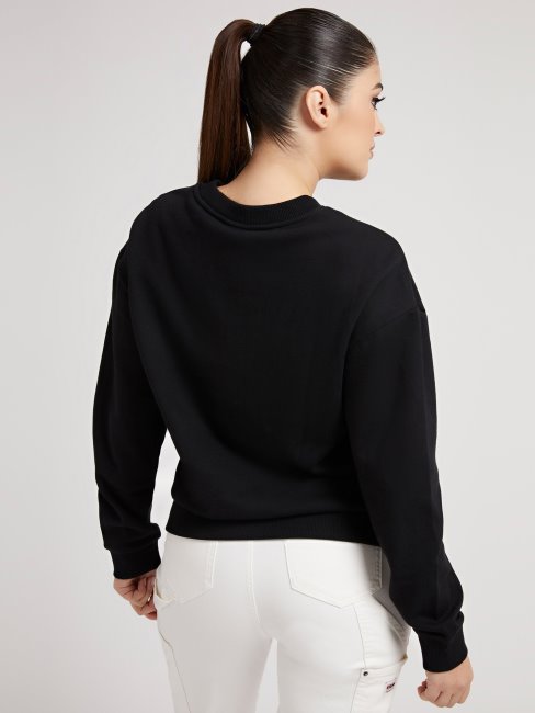 Guess Sweat Noir à Logo Sur Le Devant