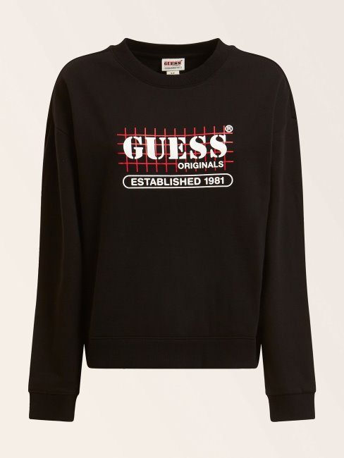 Guess Sweat Noir à Logo Sur Le Devant