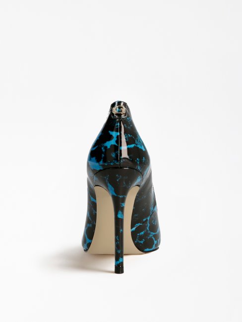 Gavi Brevet Animalier Escarpin Bleu Guess