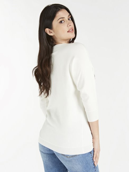 Pull Script Devant Blanc Guess