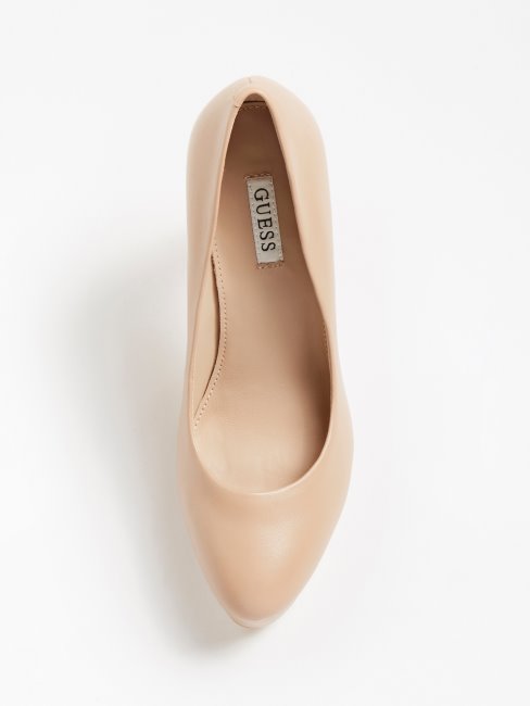 Dearly Escarpin Cuir Véritable Beige Guess