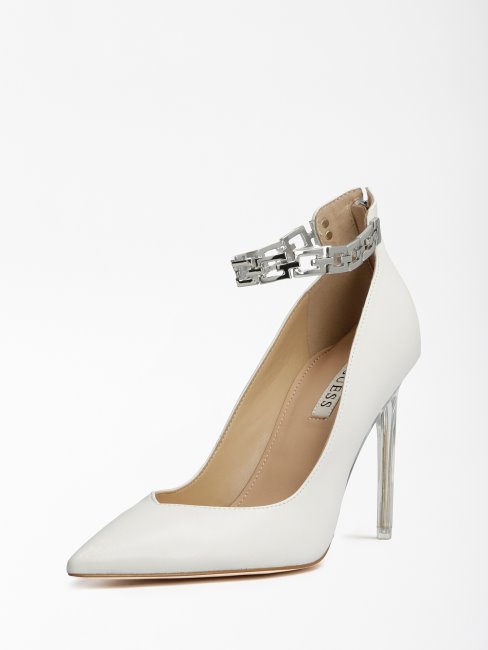 Escarpin Guess Stefie En Cuir Véritable Blanc