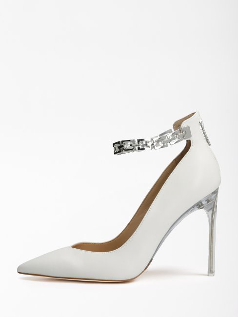 Escarpin Guess Stefie En Cuir Véritable Blanc