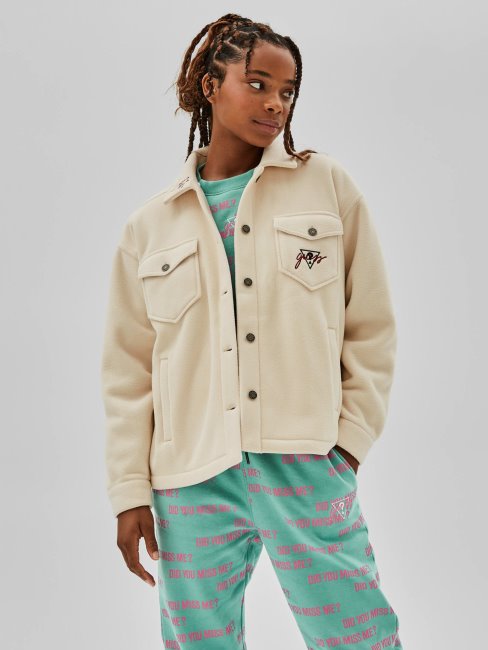 Veste Polaire Guess Avec Poches Devant Beige