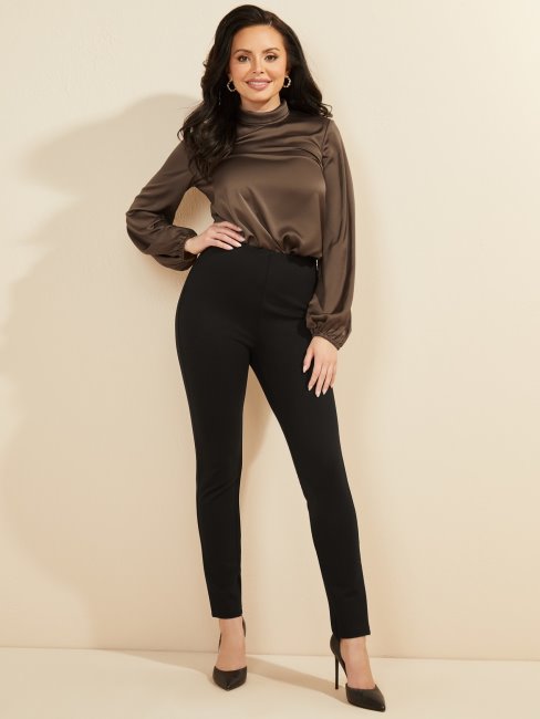 Guess Marciano Chemisier En Satin Marron