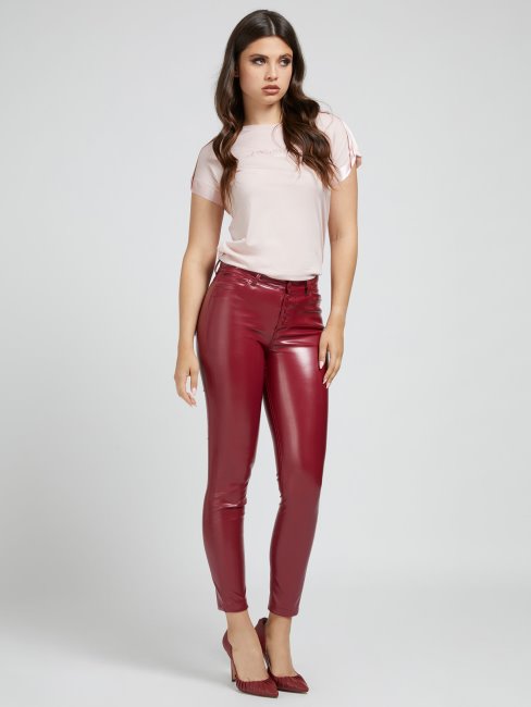 T-shirt Application Satin Guess Rose Clair