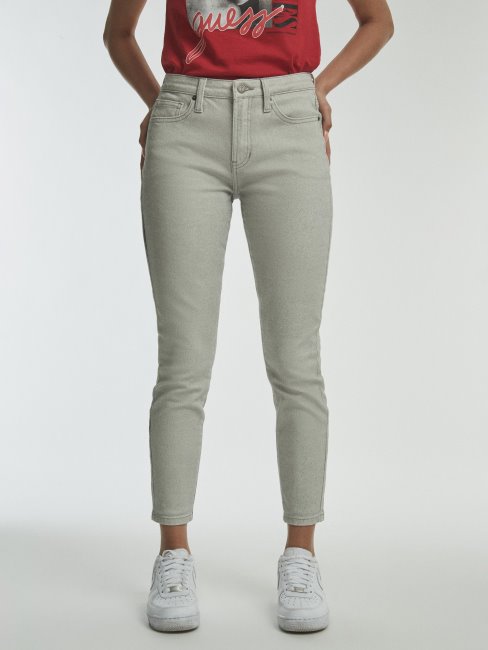 Pantalon En Denim Skinny à Imprimé Maxi Blanc Multi Guess