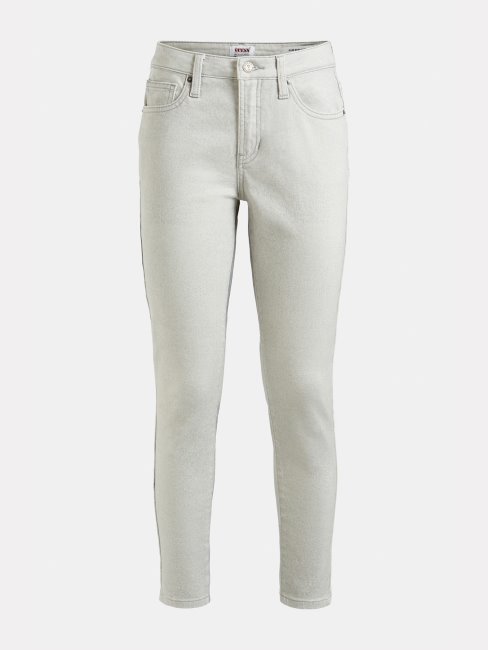 Pantalon En Denim Skinny à Imprimé Maxi Blanc Multi Guess