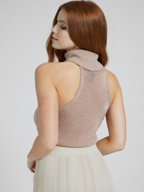 Guess Pull Transparent Effet Doré Rose Clair