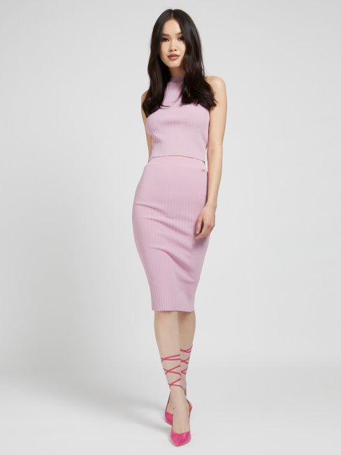 Guess Pull Rose Jupe Côtelée