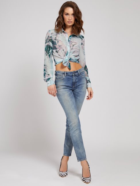 Pantalon Denim Coupe Skinny Bleu Guess