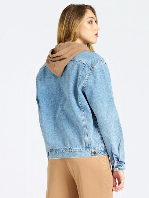 Veste En Jean Bleu Clair Avec Poches Devant Guess