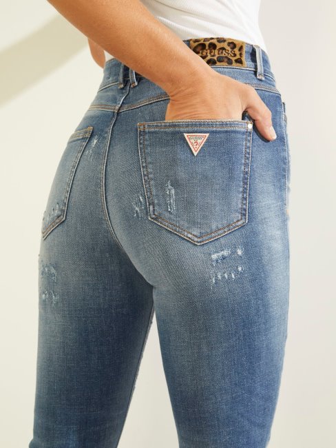 Pantalon Denim Coupe Skinny Abrasions Guess Bleu