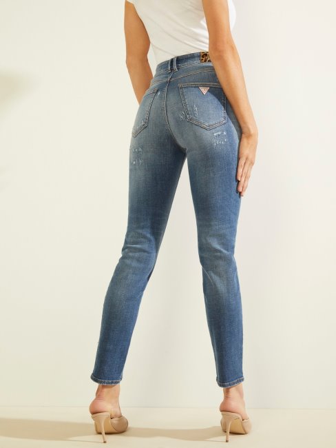 Pantalon Denim Coupe Skinny Abrasions Guess Bleu