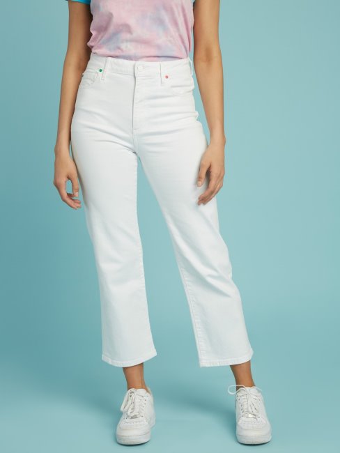 Pantalon En Denim Blanc Guess Coupe Décontractée