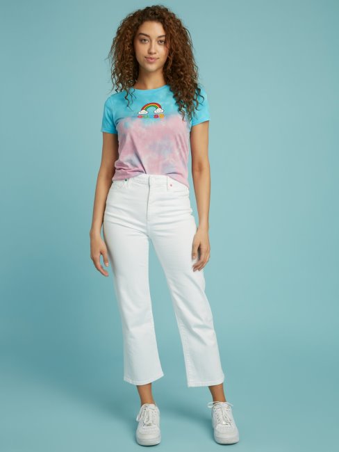 Pantalon En Denim Blanc Guess Coupe Décontractée