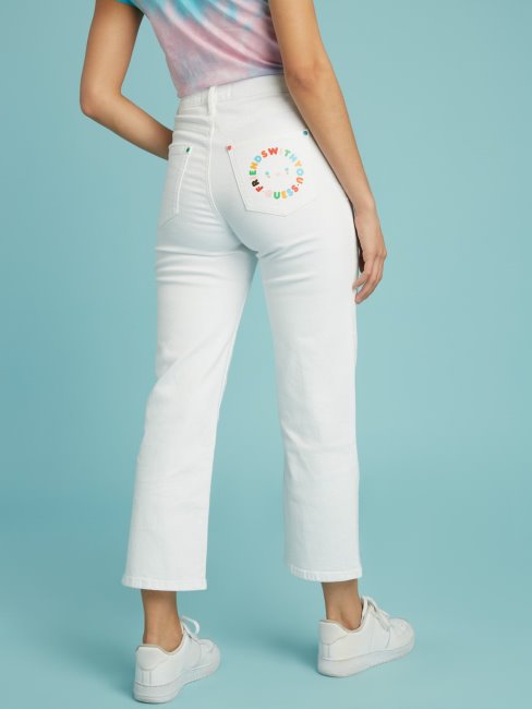 Pantalon En Denim Blanc Guess Coupe Décontractée