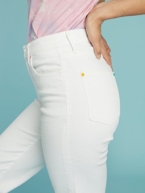 Pantalon En Denim Blanc Guess Coupe Décontractée