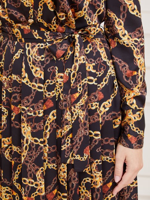 Guess Robe Noire Multi Marciano Imprimé Sur L'ensemble