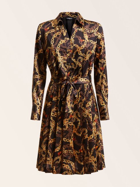 Guess Robe Noire Multi Marciano Imprimé Sur L'ensemble