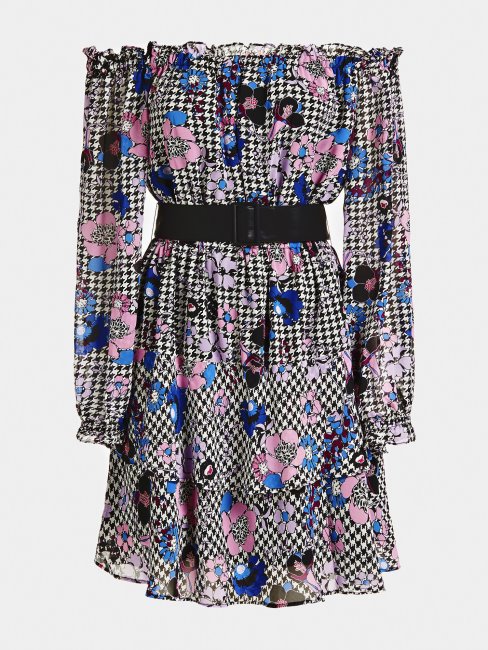 Guess - Robe Ceinturée à Imprimé Fantaisie Florale Sur L'ensemble