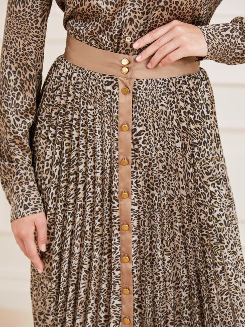 Jupe Mi-longue Plissée Marciano Guess Animalier