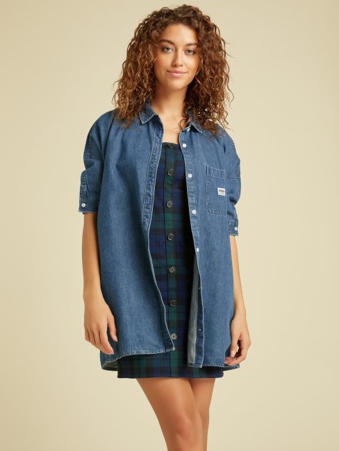 Robe En Jean Bleu Coupe Décontractée Guess