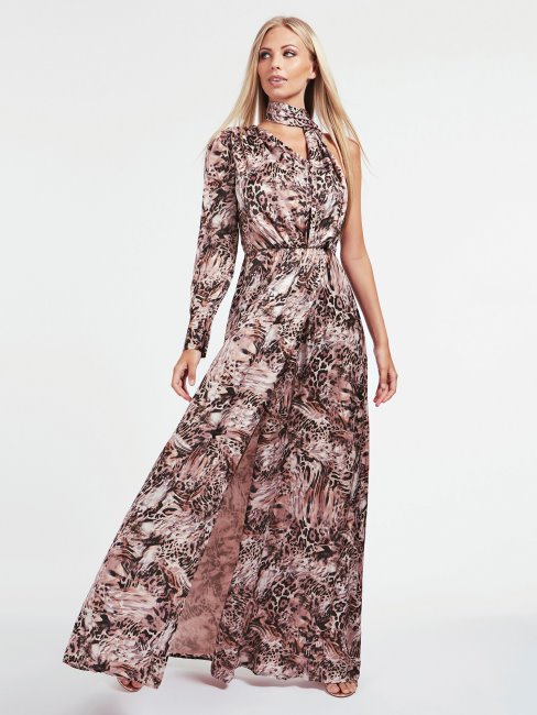 Guess Marciano Robe En Satin Animalier