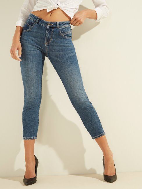 Guess Pantalon En Denim Coupe Skinny Bleu Nouvelle Tendance