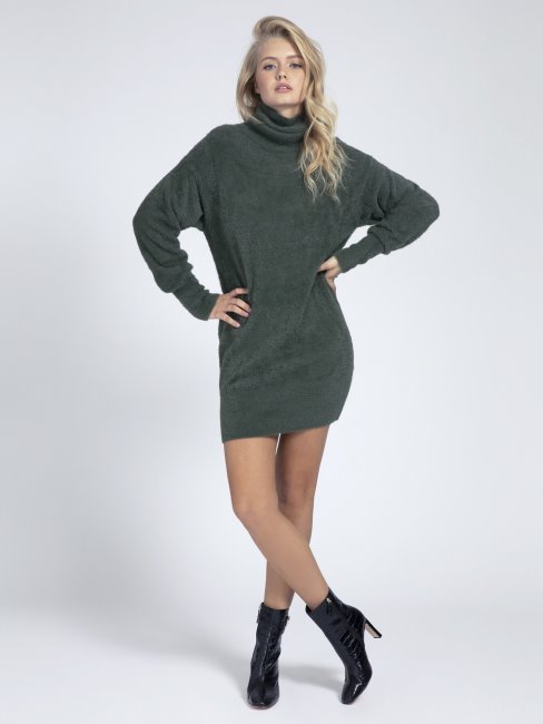 Robe En Maille Col Montant Guess Vert