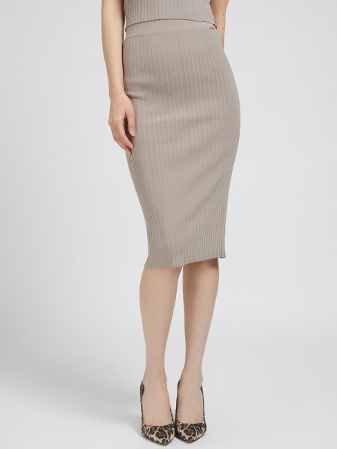 Pull Côtelé Jupe Guess Beige