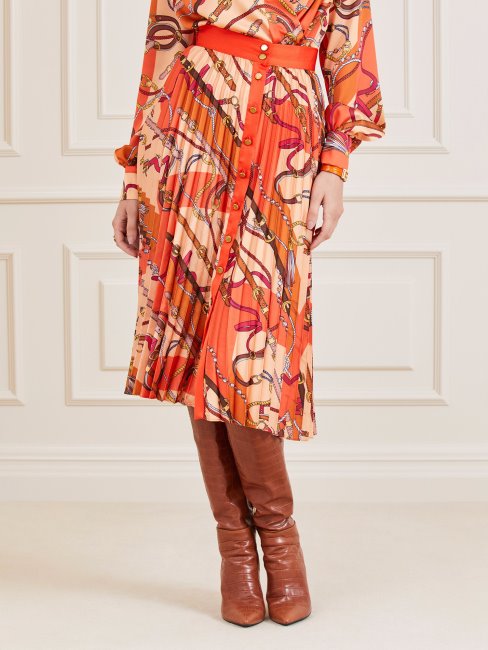 Nuances D'orange Jupe Mi-longue Plissée Guess Marciano