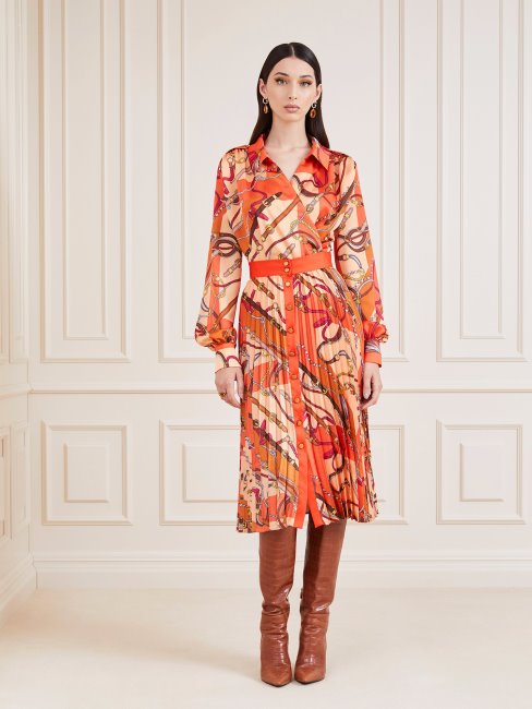 Nuances D'orange Jupe Mi-longue Plissée Guess Marciano