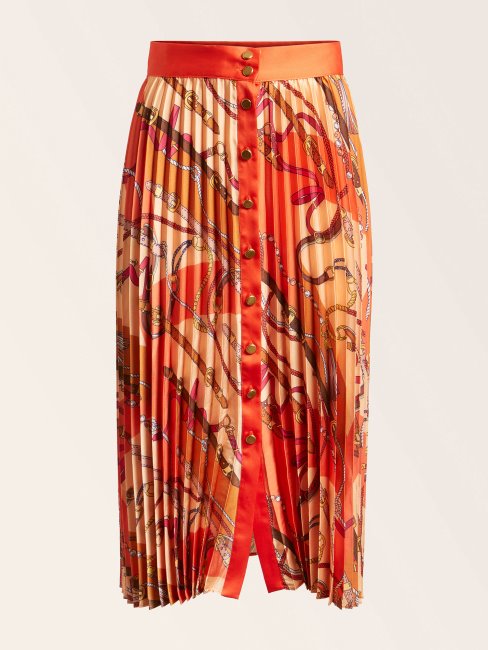 Nuances D'orange Jupe Mi-longue Plissée Guess Marciano