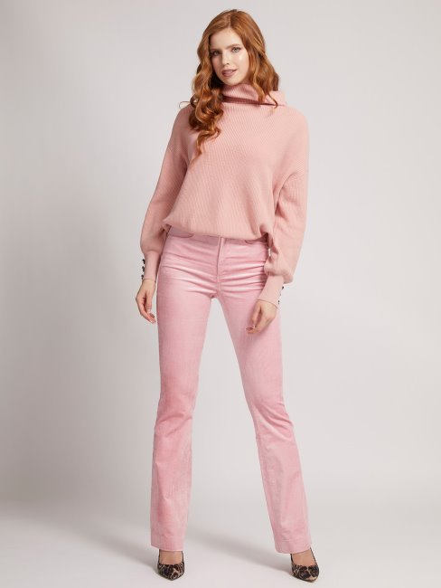 Guess Pantalon En Velours De Coton Mélangé Rose