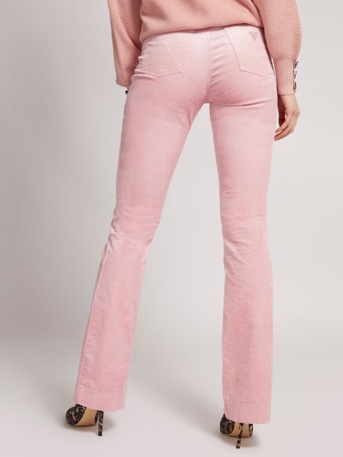 Guess Pantalon En Velours De Coton Mélangé Rose