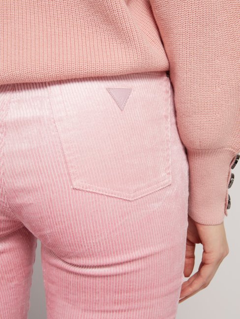Guess Pantalon En Velours De Coton Mélangé Rose