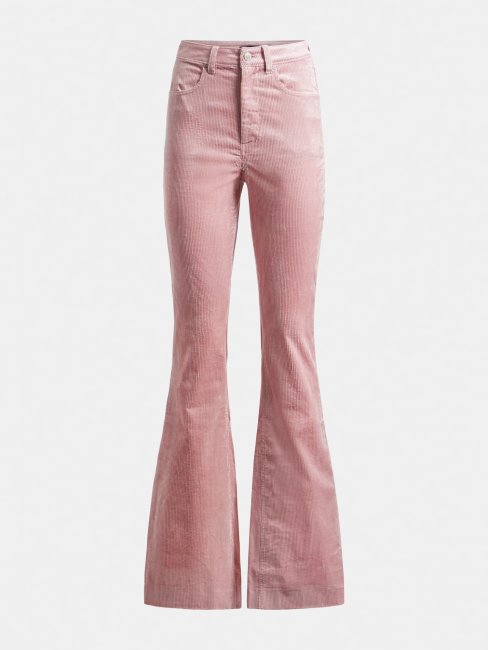 Guess Pantalon En Velours De Coton Mélangé Rose
