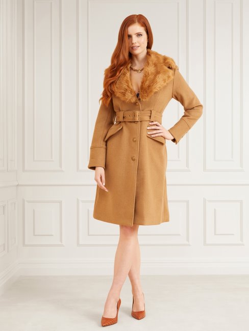 Manteau En Laine Mélangée Orange Guess Marciano