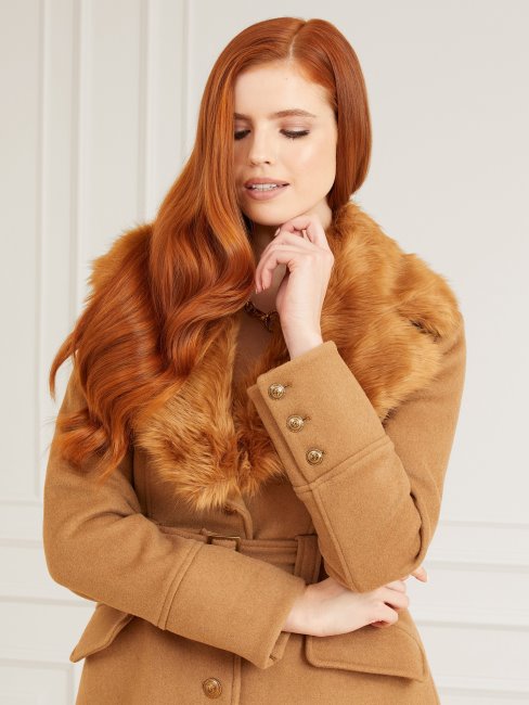 Manteau En Laine Mélangée Orange Guess Marciano