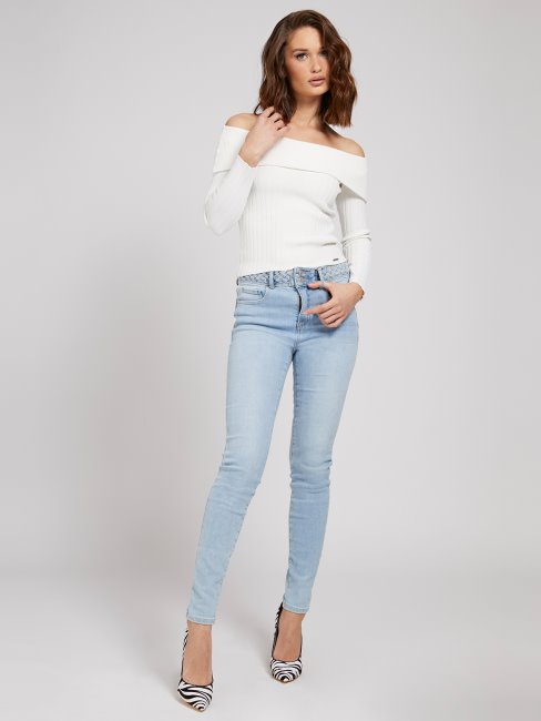 Pull Blanc à épaules Dénudées Guess