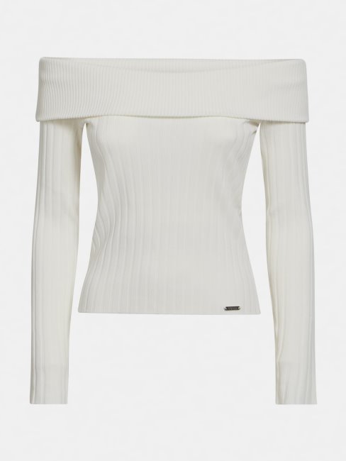 Pull Blanc à épaules Dénudées Guess