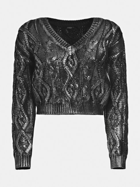 Pull Tresse Court Guess Noir