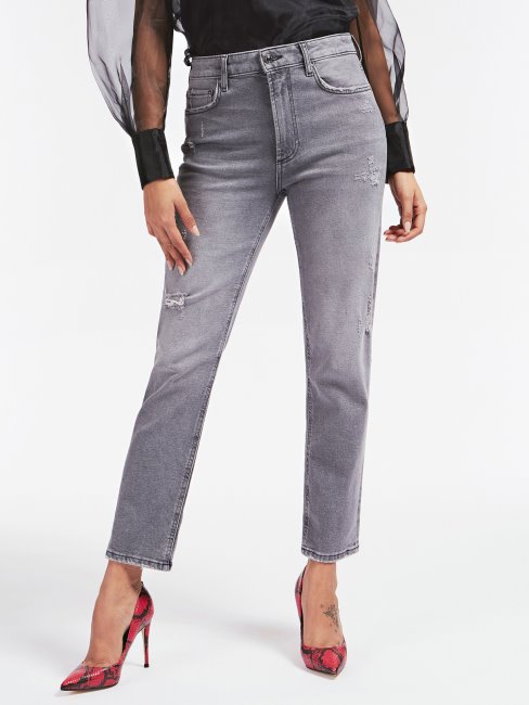 Pantalon En Jean Gris Coupe Décontractée Guess Destroy