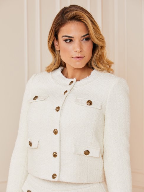 Guess Blazer En Tweed Marciano Blanc