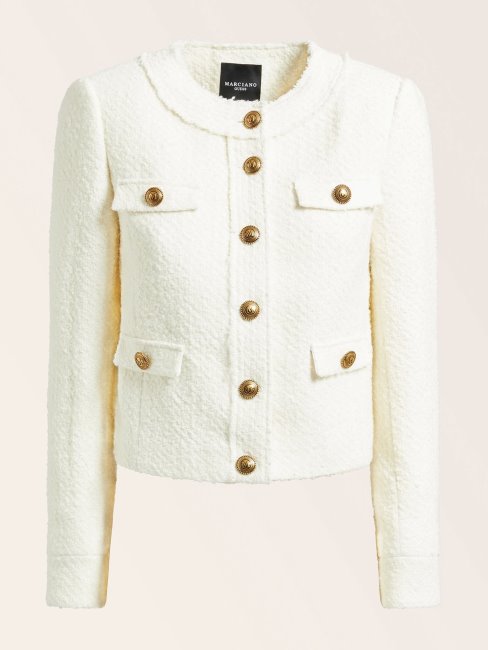 Guess Blazer En Tweed Marciano Blanc