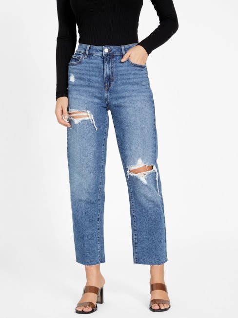 Guess - Jean Droit Effet Vieilli Doja Medium Destroy