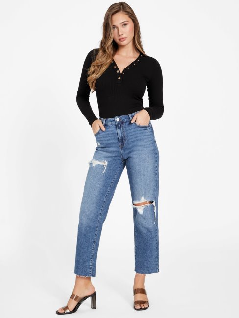 Guess - Jean Droit Effet Vieilli Doja Medium Destroy